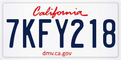 CA license plate 7KFY218