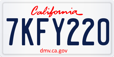 CA license plate 7KFY220