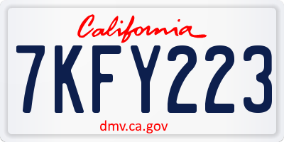 CA license plate 7KFY223