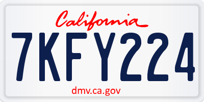 CA license plate 7KFY224