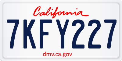 CA license plate 7KFY227
