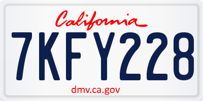 CA license plate 7KFY228