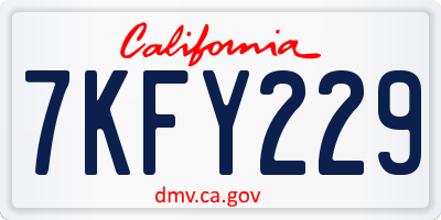 CA license plate 7KFY229