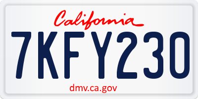 CA license plate 7KFY230