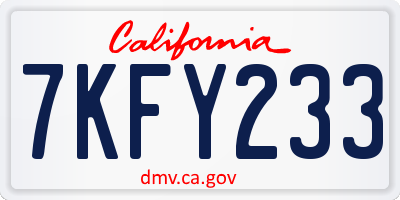 CA license plate 7KFY233