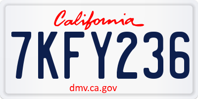 CA license plate 7KFY236