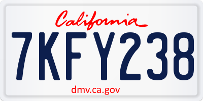 CA license plate 7KFY238