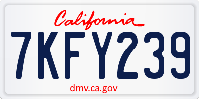 CA license plate 7KFY239