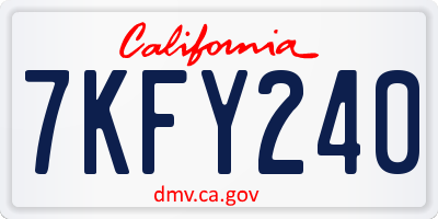 CA license plate 7KFY240