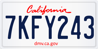 CA license plate 7KFY243