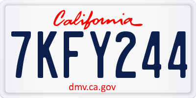 CA license plate 7KFY244