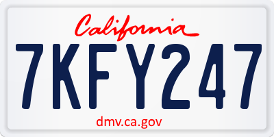 CA license plate 7KFY247