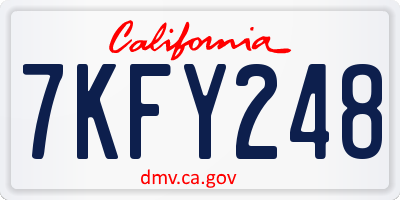 CA license plate 7KFY248