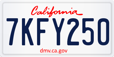 CA license plate 7KFY250