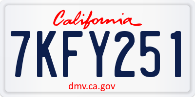 CA license plate 7KFY251