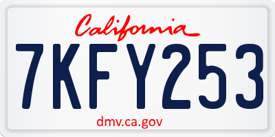 CA license plate 7KFY253