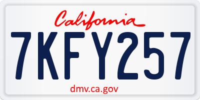 CA license plate 7KFY257