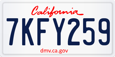CA license plate 7KFY259