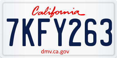 CA license plate 7KFY263