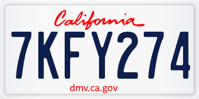 CA license plate 7KFY274