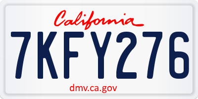 CA license plate 7KFY276