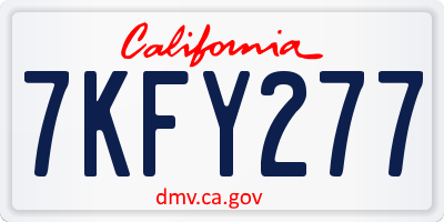 CA license plate 7KFY277