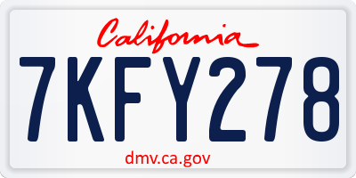 CA license plate 7KFY278