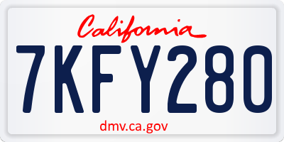 CA license plate 7KFY280