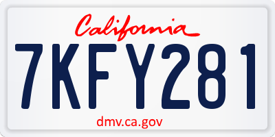 CA license plate 7KFY281