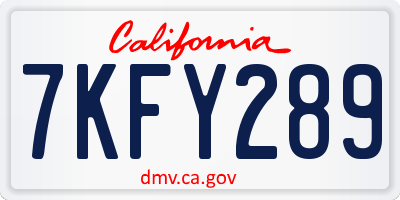 CA license plate 7KFY289