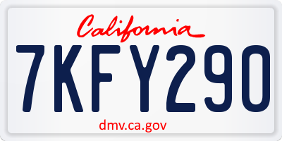 CA license plate 7KFY290