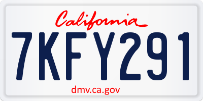 CA license plate 7KFY291