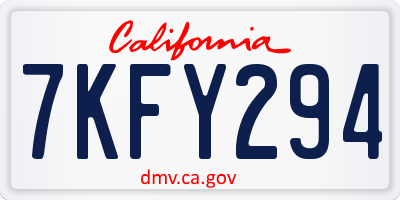 CA license plate 7KFY294