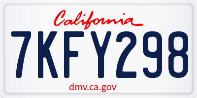 CA license plate 7KFY298