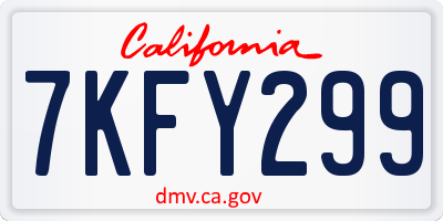 CA license plate 7KFY299