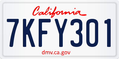CA license plate 7KFY301