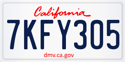 CA license plate 7KFY305