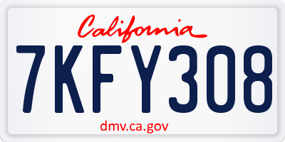 CA license plate 7KFY308