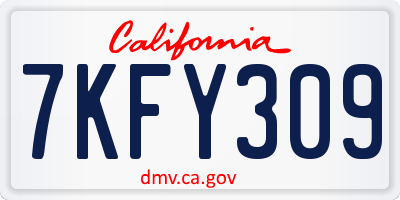 CA license plate 7KFY309