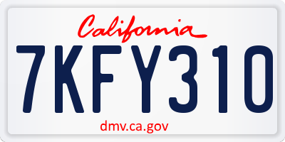 CA license plate 7KFY310