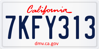 CA license plate 7KFY313