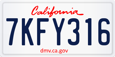 CA license plate 7KFY316