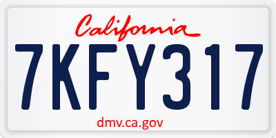 CA license plate 7KFY317