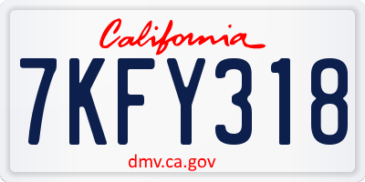 CA license plate 7KFY318
