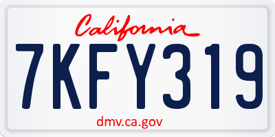 CA license plate 7KFY319