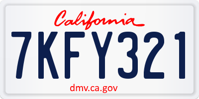 CA license plate 7KFY321