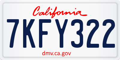 CA license plate 7KFY322