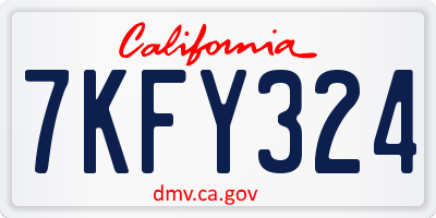 CA license plate 7KFY324