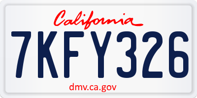 CA license plate 7KFY326
