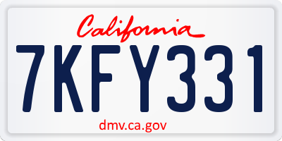 CA license plate 7KFY331